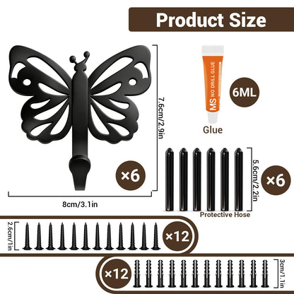 Butterfly Design Metal Hook for Both Screw Mounting and Strong Adhesive