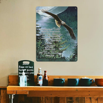 FixeLLD Rustic Metal Tin Sign Eagle Scripture Decor Wall Art Bible Verse Pictures Wall Decor Eagle Prints Painting Religious Eagle Decorations Artwork for Bedroom Living Room 12x16inch
