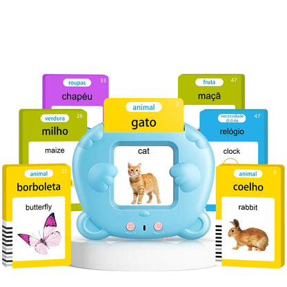 Portuguese (Brazil) & English Talking Flash Cards for Toddlers, Bilingual Flash Cards Learning Montessori Toys with 224 Sight Words, Speech Therapy Toys for Children Sensory Preschool Education Gifts