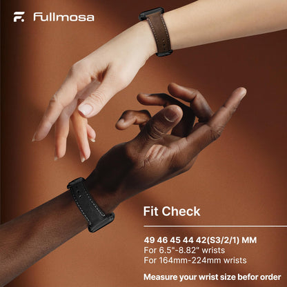 Fullmosa Leather Band Compatible with Apple Watch Bands 49mm 46mm 45mm 44mm 42mm,Top Grain Leather iWatch Straps for Apple Watch Ultra SE Series 11 10 9 8 7 6 5 4 3 2 1,Coffee+Black/Black+Black