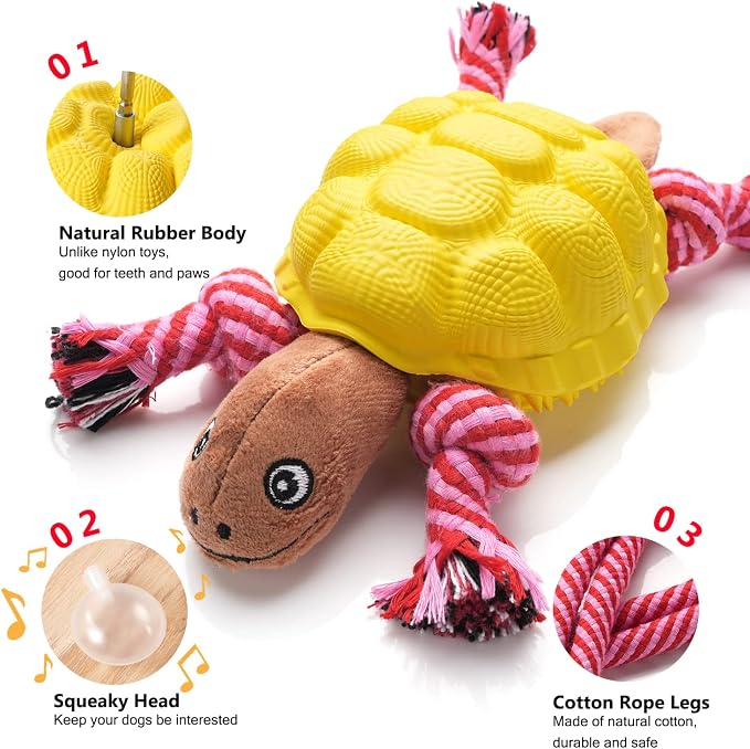 Sedioso Multifunctional Rubber Dog Chew Toy for Middle, Large Dogs - Food Dispensing Puzzle Toy, Aggressive Chewer, Yellow