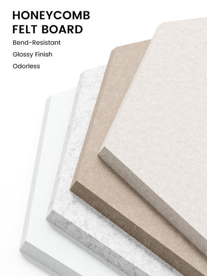 Fluxynara Hexagon Cork Board Alternative for Walls Decor-8-Pack Felt Bulletin Board Tiles,with 30 Pushpins,50 Adhesive Tabs for Office,Classrooms & Home Pin Board Felt Board-Stone Beige
