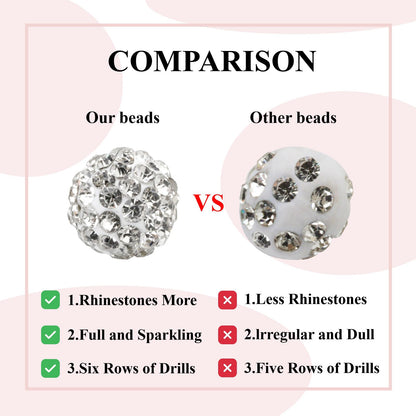 10mm Clay Rhinestone Beads for Bracelets, 100 Pcs Sparkle Crystal Beads for Jewelry Making, Glitter Round Shamballa Disco Ball Design for DIY Crafts Necklace Earrings Decoration (Dark Red)