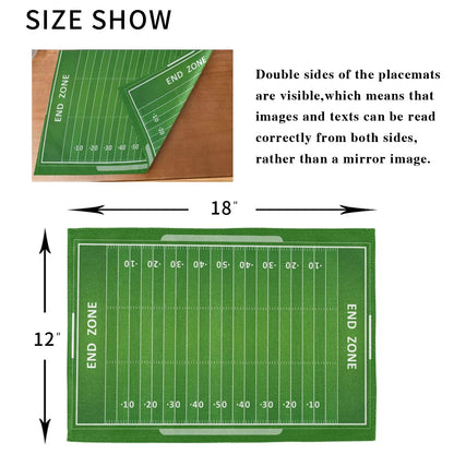 Bardic Set of 1 Washable Placemat American Football Field Pattern Table Mats 18x12 Inch Heat Resistant Non Slip Place Mats for Kitchen Dining Table