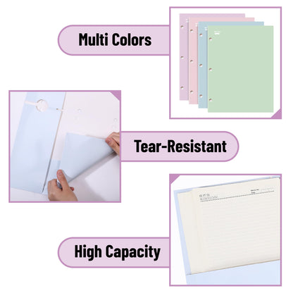 Mr. Pen- 4-Pocket Folders, 24 Pack, 12.5" x 9.5", Pastel Colors, Tear-Resistant Paper Folders Bulk with Pockets 3 Holes Punched, High Capacity, Includes Rulers and Conversion Charts for School