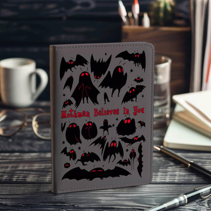 WHLBHG Mothman Leather Notebook Mothman Cryptid Creature Gifts Believes In You Travel Journal Moth Insect Witch Spooky Monster Creepy Weird Notebook (Journal-Mothman Believes)