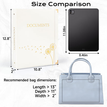 XKDOUS Aesthetic Document Organizer Linen Folio Folders with Pockets, 3-Ring Accordion Storage Binders Expanding File Folder for Important Papers, Documents and Files