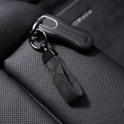 BETTERHUMZ Leather Suede Car Keychain,Key Chain Clip for Alcantara, Anti-Lost D-Ring for Men and Women Car Accessories (Suede, Black)