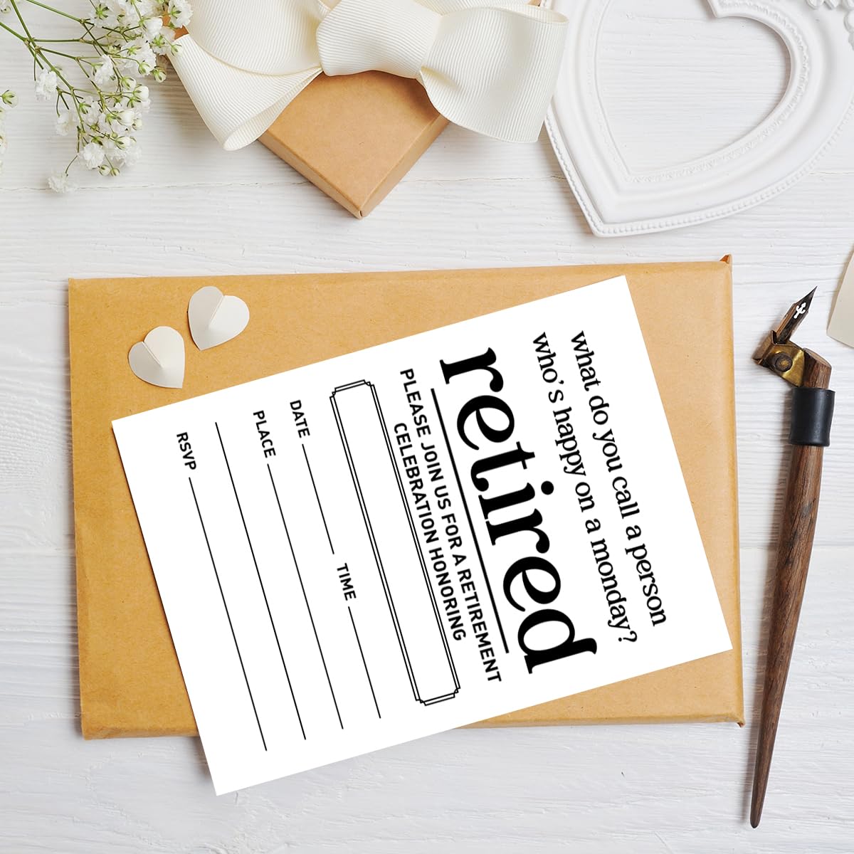 Weifuju Funny Retirement Party Invitations for Women Men, Retirement Party Invite Cards, 20 Invites with Envelopes (4"x6")