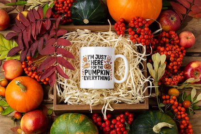 Casitika Fall Mugs. 11oz Pumpkin Spice Coffee Mug with Cute Autumn Design. Pumpkin Spice Gifts for Women. Cozy Cup for Fall Decor, Halloween or Thanksgiving.