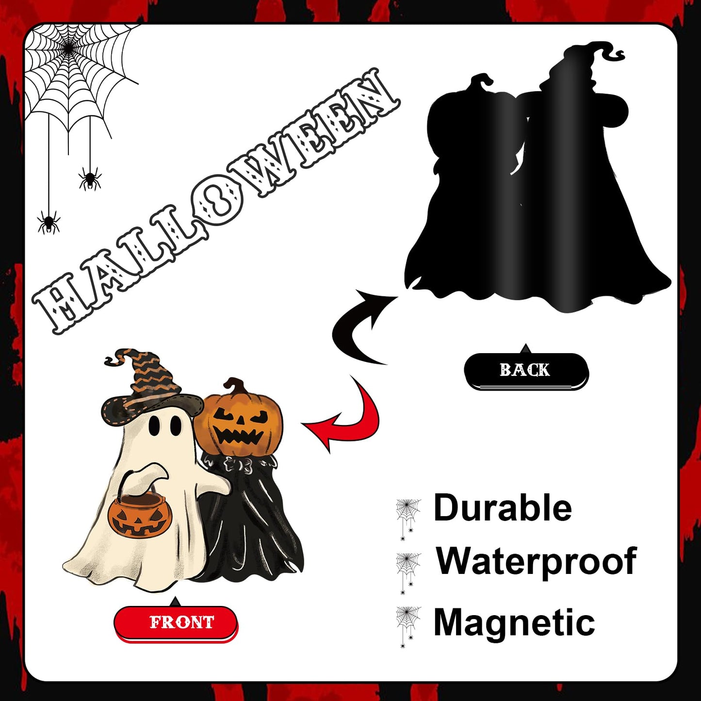 JarThenaAMCS 23Pcs Halloween Garage Decoration Magnet Stickers Ghost Pumpkin Bat Refrigerator Decals for Home Party Garage Door Car
