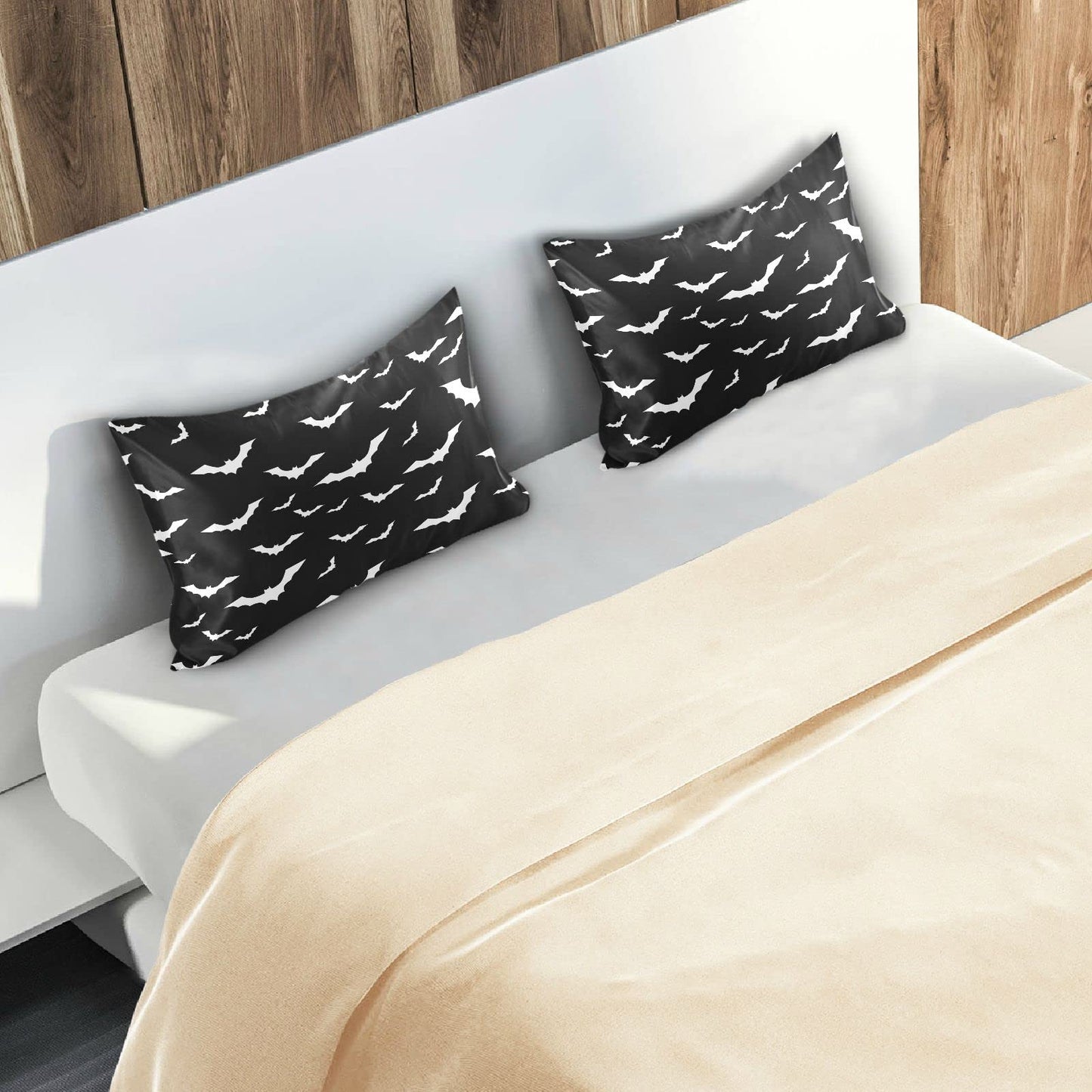 Dalzium Satin Pillowcase for Hair and Skin, Halloween Bats Silk Pillowcase Soft and Cozy Body Pillow Covers, King Size Satin Pillow Cases with Envelope Closure(20x40 Inch), 1PC