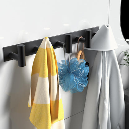 VAEHOLD Black Hat and Coat Wall Mount Rack 5 Hooks for Robes, Bags, Keys, and Towels Bathroom Towel Hanger Organizer (1 Pack)