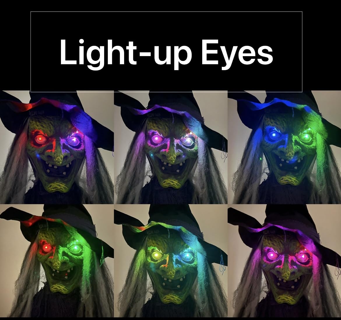 GiftExpress 12FT Hanging Laughing Witch Decoration with LED Light-up Eyes and Creepy Laughing Sound for Halloween House Decoration, Haunted House Decoration