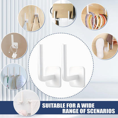 4 Pcs Curtain Holders, Self-Adhesive Hooks, L-Shaped Curtain Holdbacks, No Drill Curtain Pull Backs for Kitchen Living Room Office