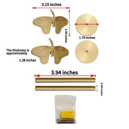 Brass Curtain Holdbacks 2 Pack, Polished Gold Butterfly Curtain Tiebacks Wall Mounted, Heavy Duty Curtain Hooks for Home Window Decoration Living Room Bedroom