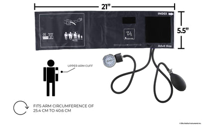 Elite Medical Instruments EBE-330-Black EMI Sprague Rappaport Stethoscope and Aneroid Sphygmomanometer Blood Pressure Set Kit, Black
