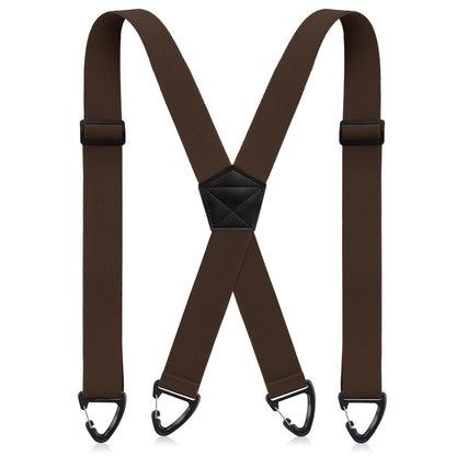 Sintege X Back Hidden Suspender Heavy Duty Work Suspenders 1.5 Inches Hook Suspenders Under Clothing for Men Women(Brown)