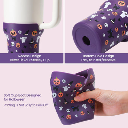 Thxbag Silicone Boot for Stanley Cup 30oz&20oz, Halloween Boot Sleeve Cover Fit with Stanley H2.0 and Quencher Adventure Tumbler Accessories (Purple, 30oz&20oz)
