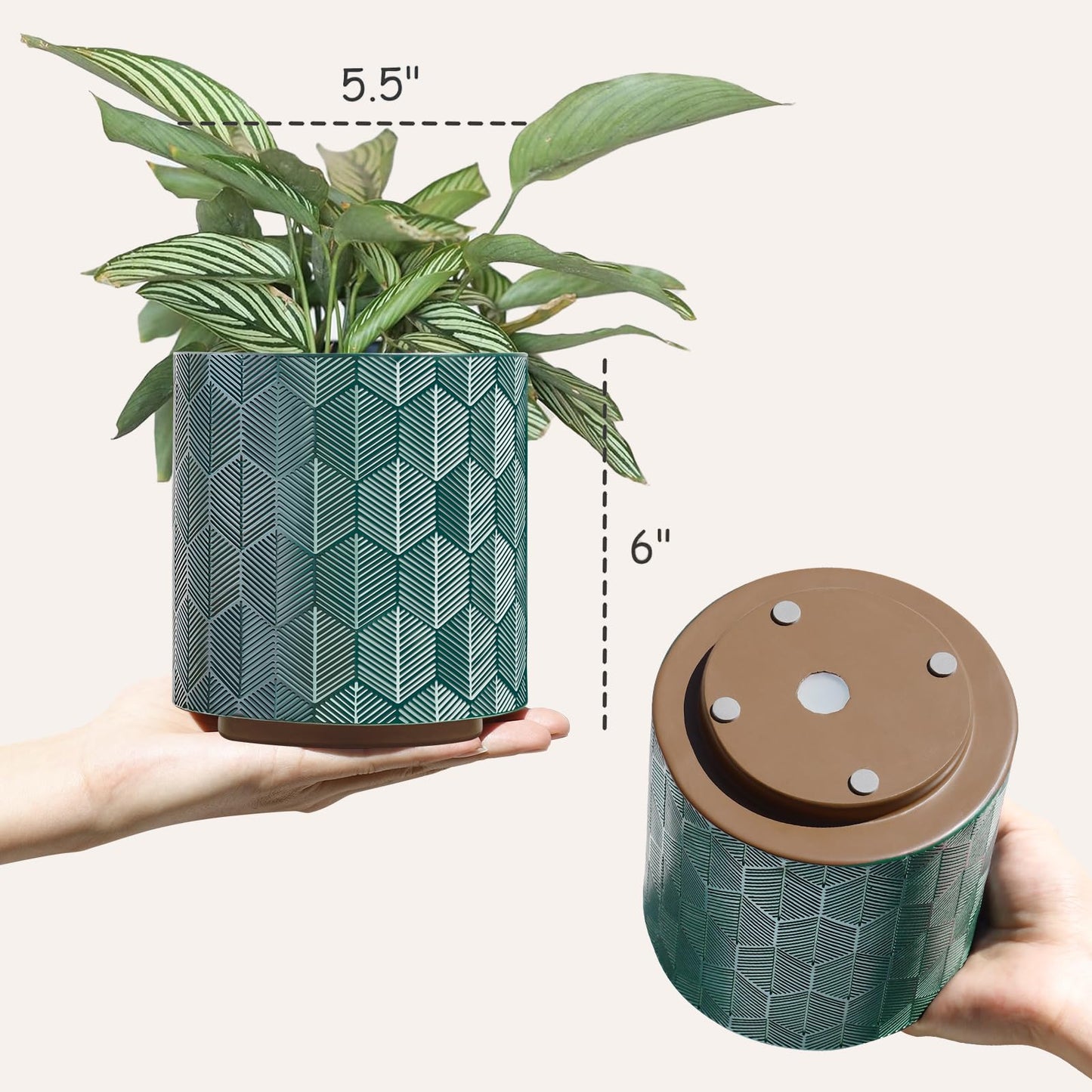 GUGUGO Plant Pots Hexagonal Pattern, Boho Modern Planters for Indoor Plants, Unique Decorative Flower Planter Pot with Drainage, Cute Small Succulent Pots, Eclectic Funky Gardening Pot Gifts, Black