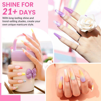VANREESA 42 Pcs Gel Nail Polish Kit with U V Light 24 Popular Colors Gel Polish Nail Kit Green Blue Purple Pink Orange Complete Nail Kit with Manicure Tools Gifts for Women Girls