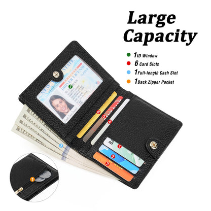 GOIACII Women's Small Bifold Cute Bow Wallet Rfid Blocking Ladies Card holder Wristlet with Zipper Coin Pocket Black