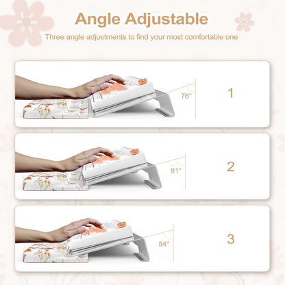 AnyShock 2 in 1 Acrylic Computer Keyboard Holder with Soft Wrist Rest, Butterfly Keyboard Wrist Pad, 3-Level Height Adjustment for Ergonomic Typing, Wrist Rests for Office (White)