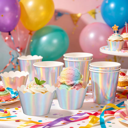 48Pcs Rainbow Cupcake Liners Cupcake Wrappers Holders Muffin Liners Baking Cups Papers Baking Cups for Wedding Birthday Party Decoration