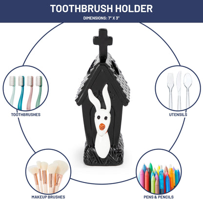 Jay Franco Disney Nightmare Before Christmas Organizer Set - 4 Piece Black and White Accessories Includes Resin Soap Dispenser, Sponge Holder, Toothbrush Holder and Tumbler - Bathroom Décor