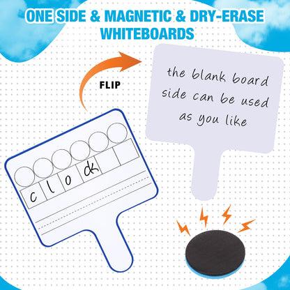 Seajan 6 Pcs Magnetic Dry Erase Boards 8.3" x 9.8" Double-Sided Handheld Answer Boards with Counting Discs Phonics & Literacy Game Toy for Kids Students Teacher & Classroom(Multi Color)