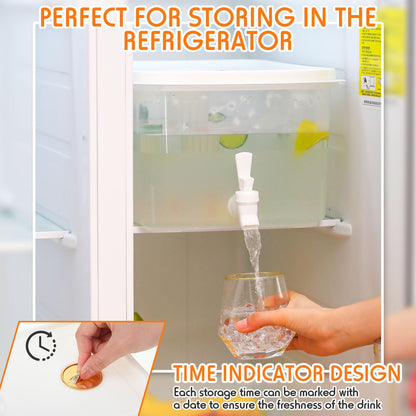 Domensi 2 Pack 3.5 Gallon Drink Dispenser for Fridge with Spigot Water Dispenser Leak Proof Lids Filter Screen Beverage Juice Container Sealed Plastic Lemonade Milk Cold Hot Drink Tea Jug for Party