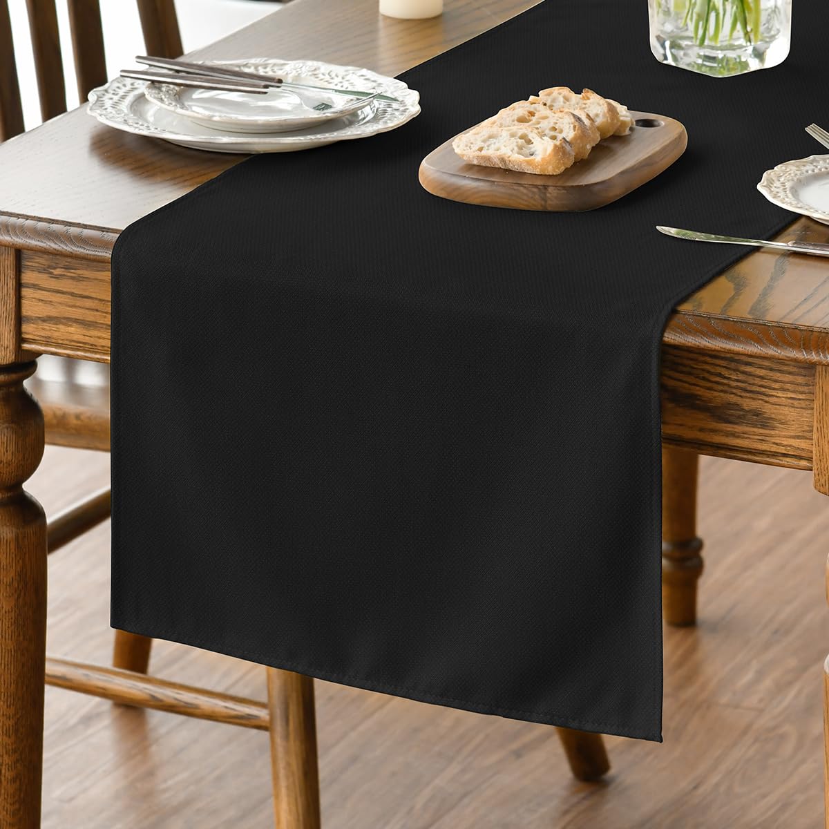 Artoid Mode Black Table Runner, Seasonal Halloween Washable Kitchen Dining Table Decoration for Home Party Decor 13x120 Inch