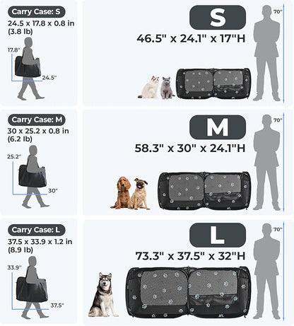 2-in-1 Dog Playpen 46.5''Pop Up Cat Pet Playpen, Assembly-Free Indoor Outdoor Kitten Enclosure, Breathable Cat Cage Portable Puppy Tent Crates,Spacious Kennel for Small Animals, No Confinement Feel(S)
