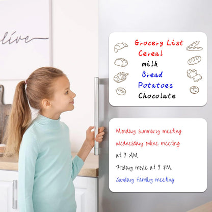Magnetic Dry Erase Whiteboard for Fridge - 20x12 Inch Flexible Memo Board, 8-Piece Set with 1Whiteboard, 6 Markers & 1 Pen Holder, Reusable Magnetic Refrigerator Board for Kitchen, Office, Home& Dorm