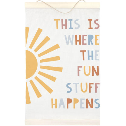 LKETW Boho Classroom Poster Hanger Frame 12x16 Inch, Inspirational Wall Art Posters for Classroom, Boho Sunshine This Is Where the Fun Stuff Happens Hanging Banner Decor for Kids Room Bedroom Playroom
