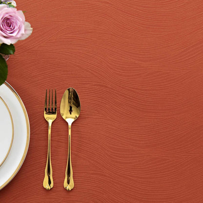 maxmill Jacquard Tablecloth Swirl Design Spillproof Wrinkle Free Heavy Weight Soft Table Cloth Halloween Decorative Fabric Table Cover for Fall Harvest Thanksgiving Dinner, Square 52 x 52 Inch Rust