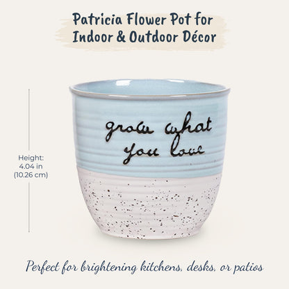 Blue Sky Clayworks 5” Patricia Flower Pot, Ceramic, 6" x 6", “Grow What You Love” Pastel Duo