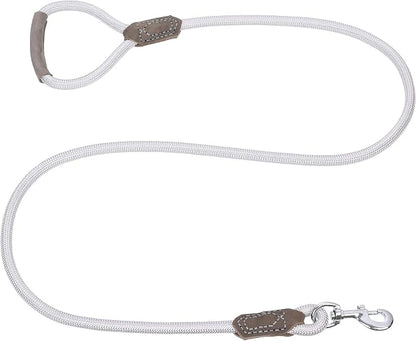 Mile High Life | Premium Leather Dog Leash | Strong Rope Leash | Leather Handle | Zinc Alloy Strong Clasp | Small Medium Large Dogs | 4/5/6 Feet(Sliver, 48 Inch (Pack of 1))