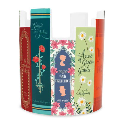 Steel Mill & Co Ceramic Desk Pot for Office/Shelf/Bedroom, Bookish Pen Holder or Small Plant Vase with Classic Literary Book Spine Design, Classic Books