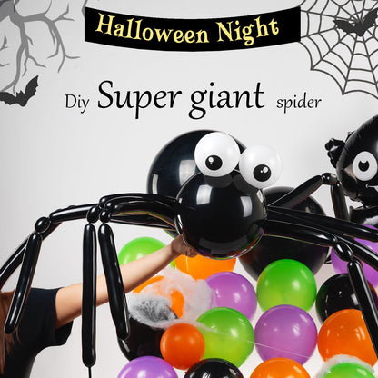Halloween Balloon Garland Arch Kit 100+pcs Orange and Black Purple green balloons with Spooky Bat Pumpkin foil Balloons spider web for fall Halloween Party spooky-themed birthday Decorations