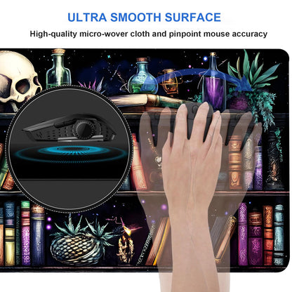 Extended Gaming Mouse Pad 31.5 x11.8 inch, Large Non-Slip Rubber Desk Mat for Gamers, Waterproof Smooth Surface for Precise Mouse Control, Washable Computer Keyboard Pad (Gothic Element Library)