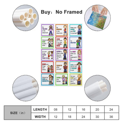 Classroom Rules Educational Posters for Preschool, Home, Middle And High School Classroom Poster Poster for Room Aesthetic Posters & Prints on Canvas Wall Art Poster for Room 16x24inch(40x60cm)