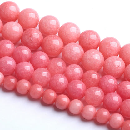 90PCS 8MM Natural Stone Pink Jade Beads Rhodochrosite Chalcedony Beads for Jewelry Making DIY Bracelet 2 Strands
