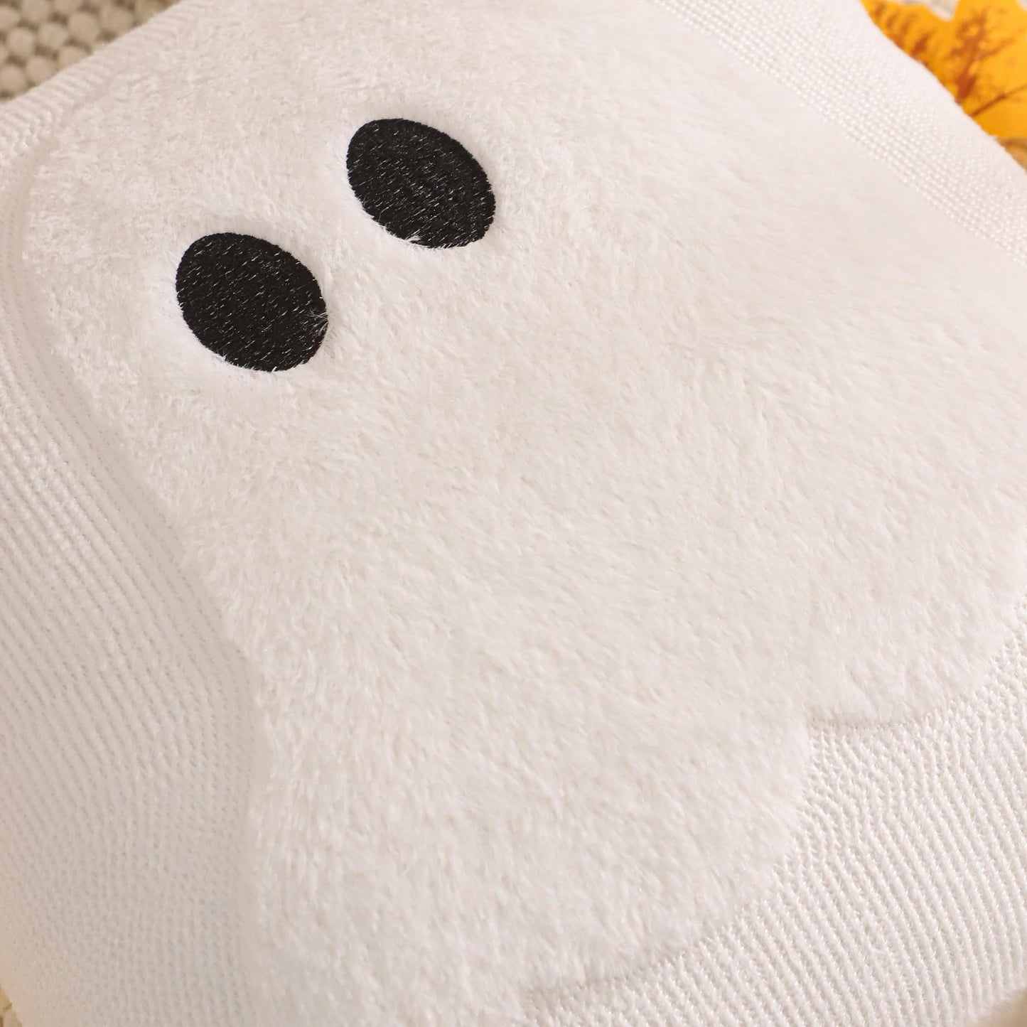 LUOYEHK Halloween Pillow Covers 18x18 Set of 2 Ghost Decorative Pillow Cases Farmhouse Plush Faux Fur Fluffy Cushion Covers for Couch Sofa Bed