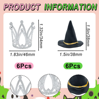 24 Pcs Witch Hat and Crown Cake Topper,Wicked Cake Topper and Wicked Cupcake Toppers,For Party, Birthday Cake, Craft Decoration
