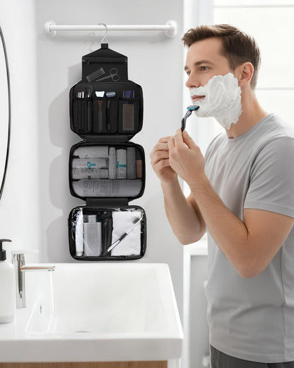 Maliton Toiletry Bag for Men & Women Travel Toiletry Bag Hanging Toiletry Bag Hygiene Bag with 4 Compartments Waterproof Bathroom Shower Bag for Traveling(Black)