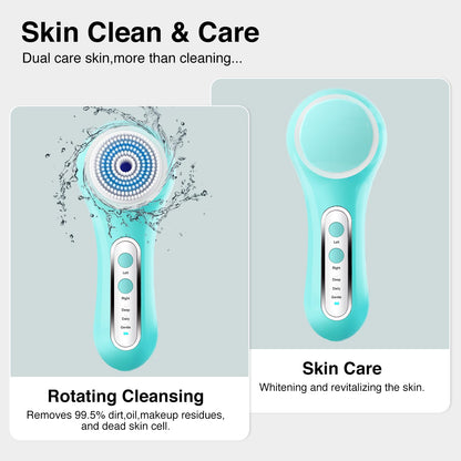 Face Scrubber Exfoliator,Facial Cleansing Brush Rechargeable IPX7 Waterproof with 5 Brush Heads,Electric Face Spin Brush for Exfoliating, Massaging and Deep Cleansing