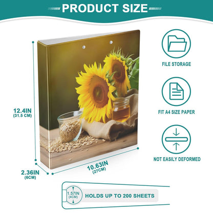 Joko Ivery Spring Sunflowers Honey 3 Ring Binder Letter Size 1.5 Inch Binders 3 Ring with Clipboard & 3 Pockets Three Ring Binder Organizer for Work Recipes Paper Office Supplies Gifts 1 Pack