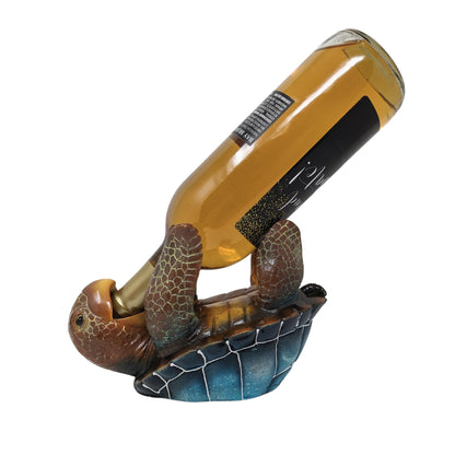 AMAJY Resin Sea Turtle Wine Bottle Holder Coastal Beach Theme Display Rack