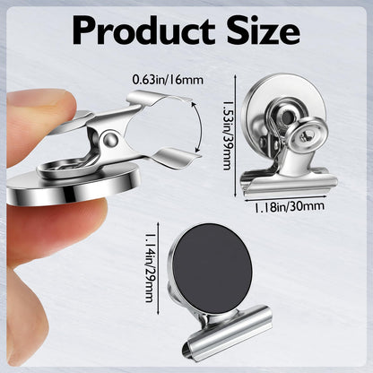 100 Pack Heavy Duty Fridge Magnets, Strong Magnetic Clips for Cruise Cabins, Refrigerator & Whiteboard Organizer, Silver Stainless Steel Photo Holders for Home and Office Use